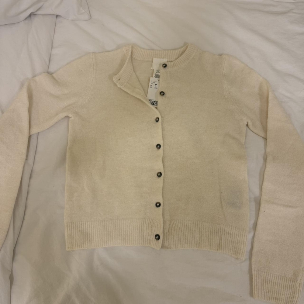 H&M Cream Button-Up Cardigan